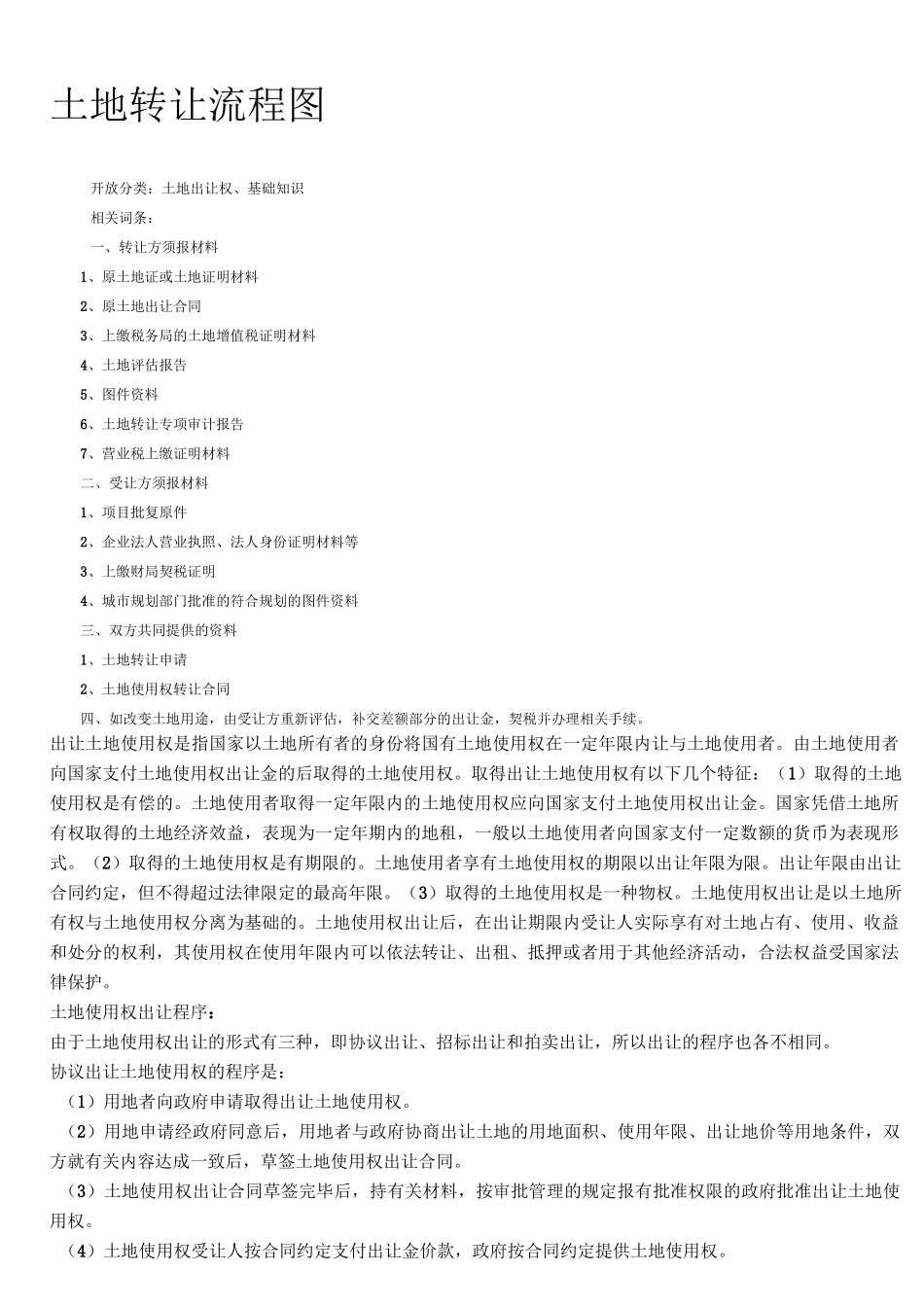 土地转让流程图、程序_第1页