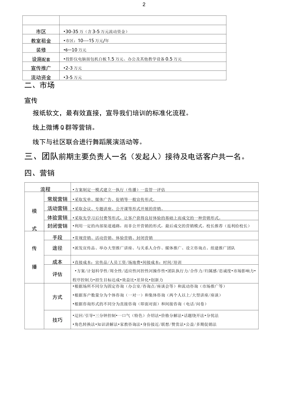 培训机构运营方案--成本核算_第2页