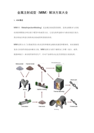 金属注射成型(MIM)解决方案大全
