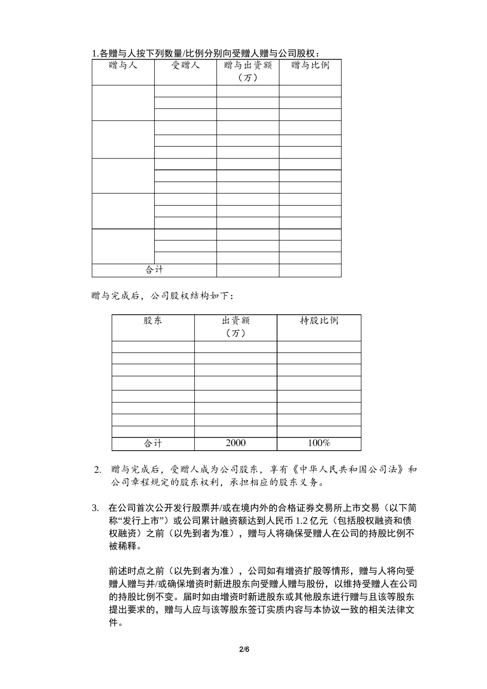 员工激励股权赠与协议_第2页