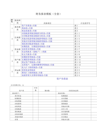 财务报表全套