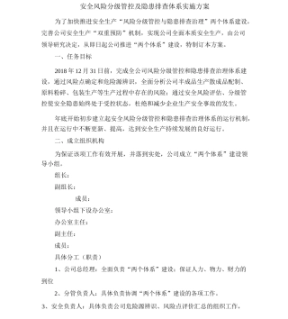 风险分级管控与隐患排查体系实施方案