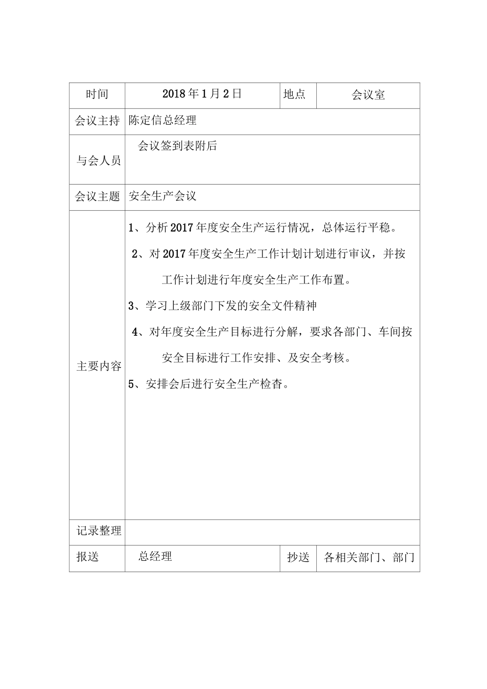 安全生产会议记录_第1页