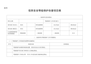 信息安全等级保护自查项目表