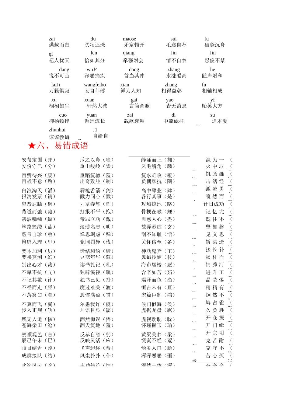 历届中考语文易错字音字形归纳权威总结_第3页