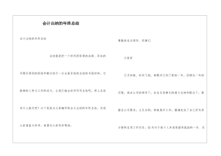 会计出纳的年终总结
