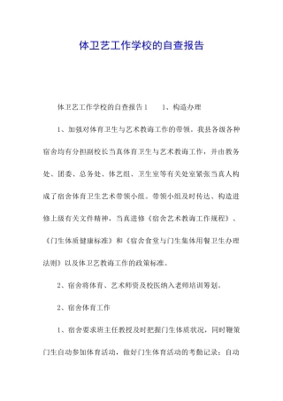 体卫艺工作学校的自查报告
