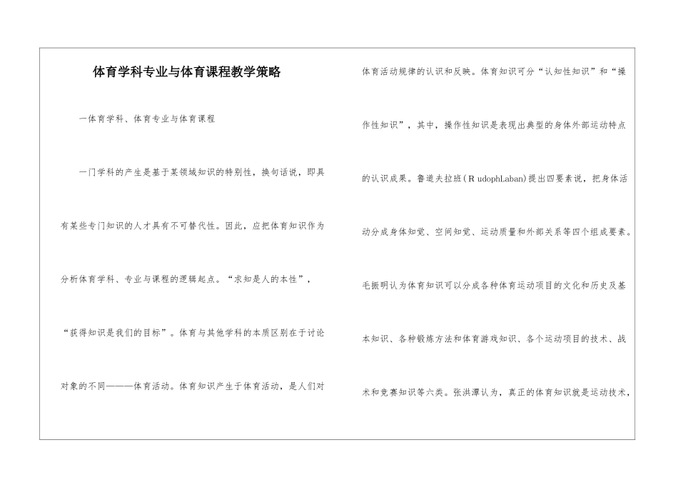体育学科专业与体育课程教学策略_第1页