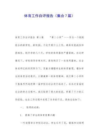 体育工作自评报告