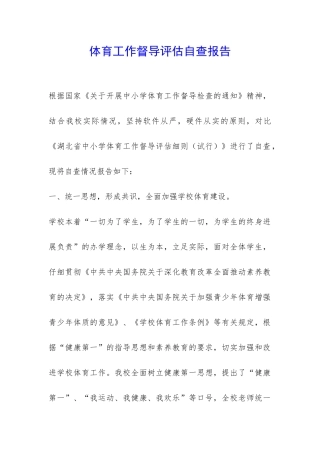 体育工作督导评估自查报告-