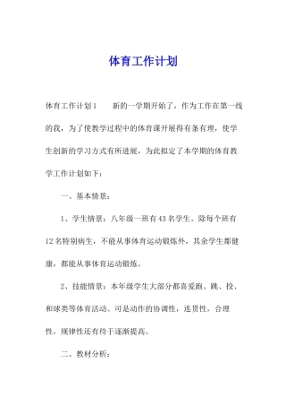 体育工作计划