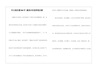 作文观后感900字-最美乡村教师观后感