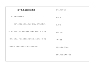 你不是真正的快乐歌词