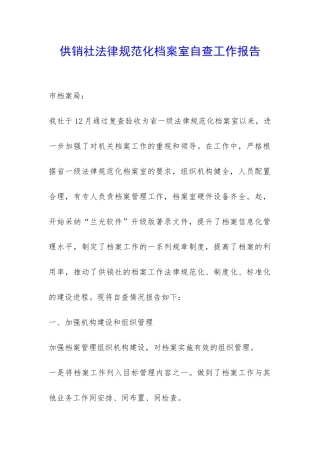 供销社规范化档案室自查工作报告-