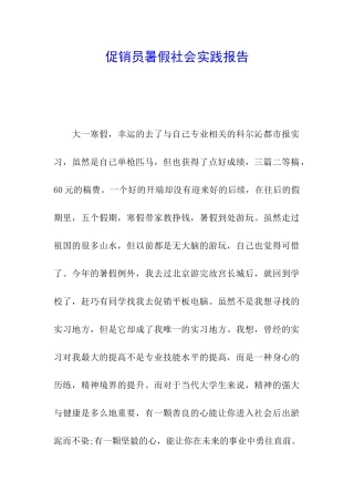 促销员暑假社会实践报告