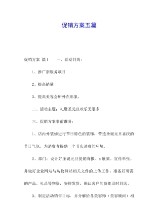 促销方案五篇