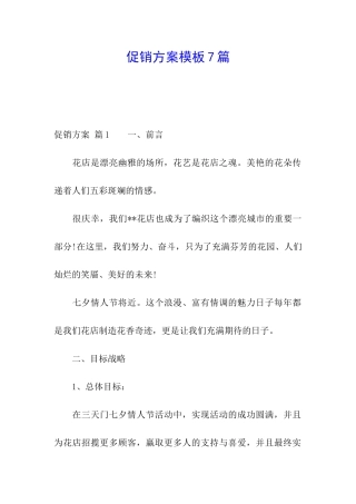 促销方案模板7篇