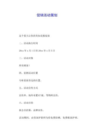 促销活动策划