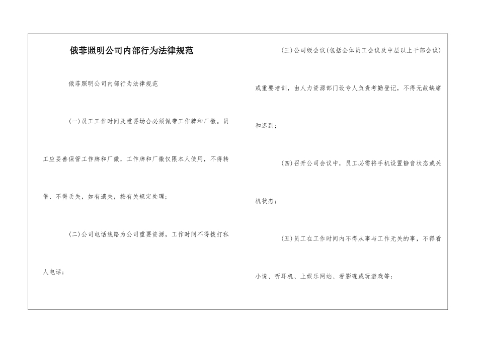 俄菲照明公司内部行为规范--_第1页