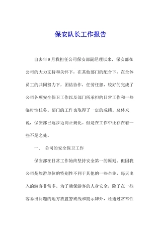 保安队长工作报告