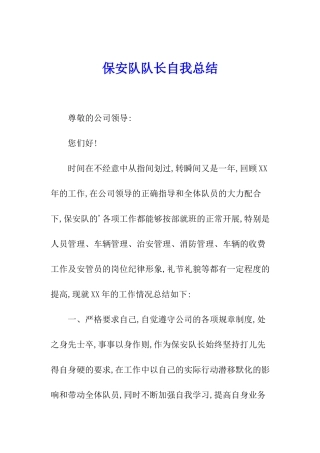 保安队队长自我总结