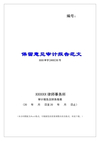 保留意见审计报告范文