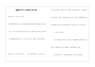 保险公司个人年度工作计划