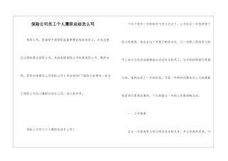 保险公司员工个人履职总结怎么写