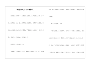 保险公司实习心得作文