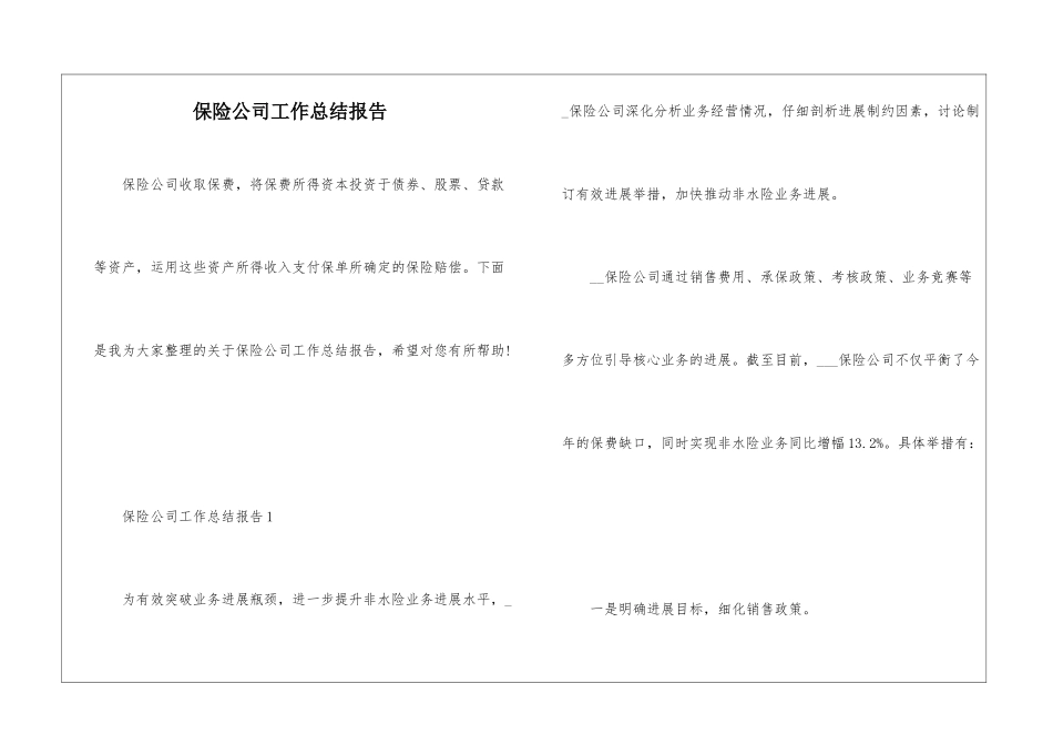保险公司工作总结报告_第1页