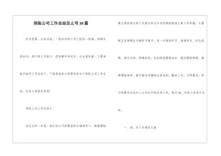 保险公司工作总结怎么写10篇