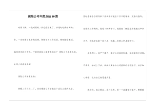 保险公司年度总结10篇