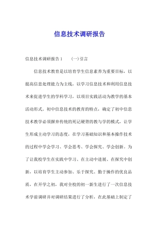 信息技术调研报告