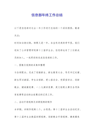 信息部年终工作总结-