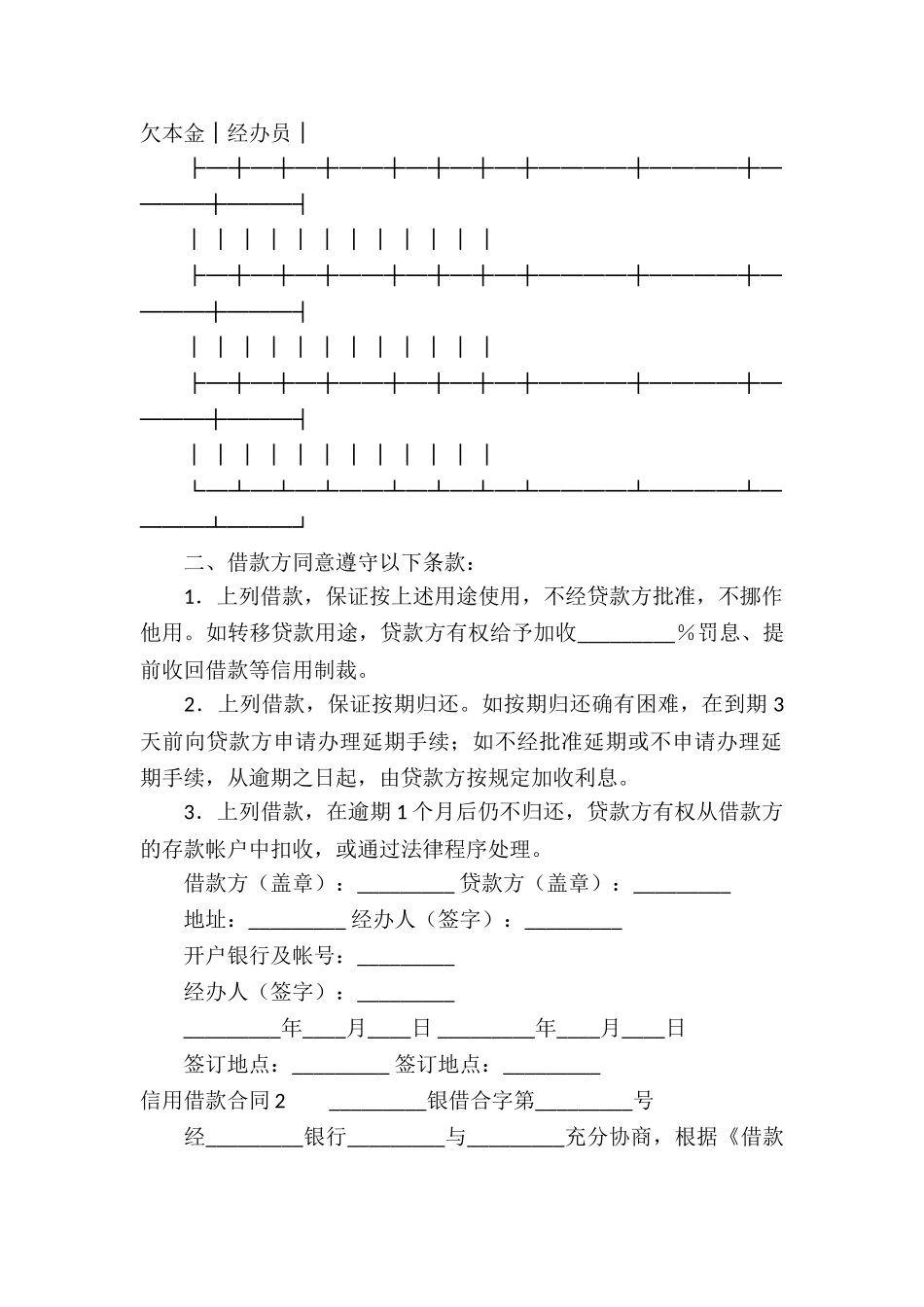 信用借款合同(精选15篇)_第2页