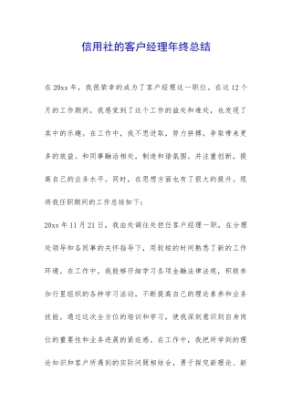信用社的客户经理年终总结-