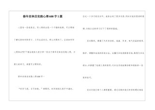 修车实体店实践心得600字5篇
