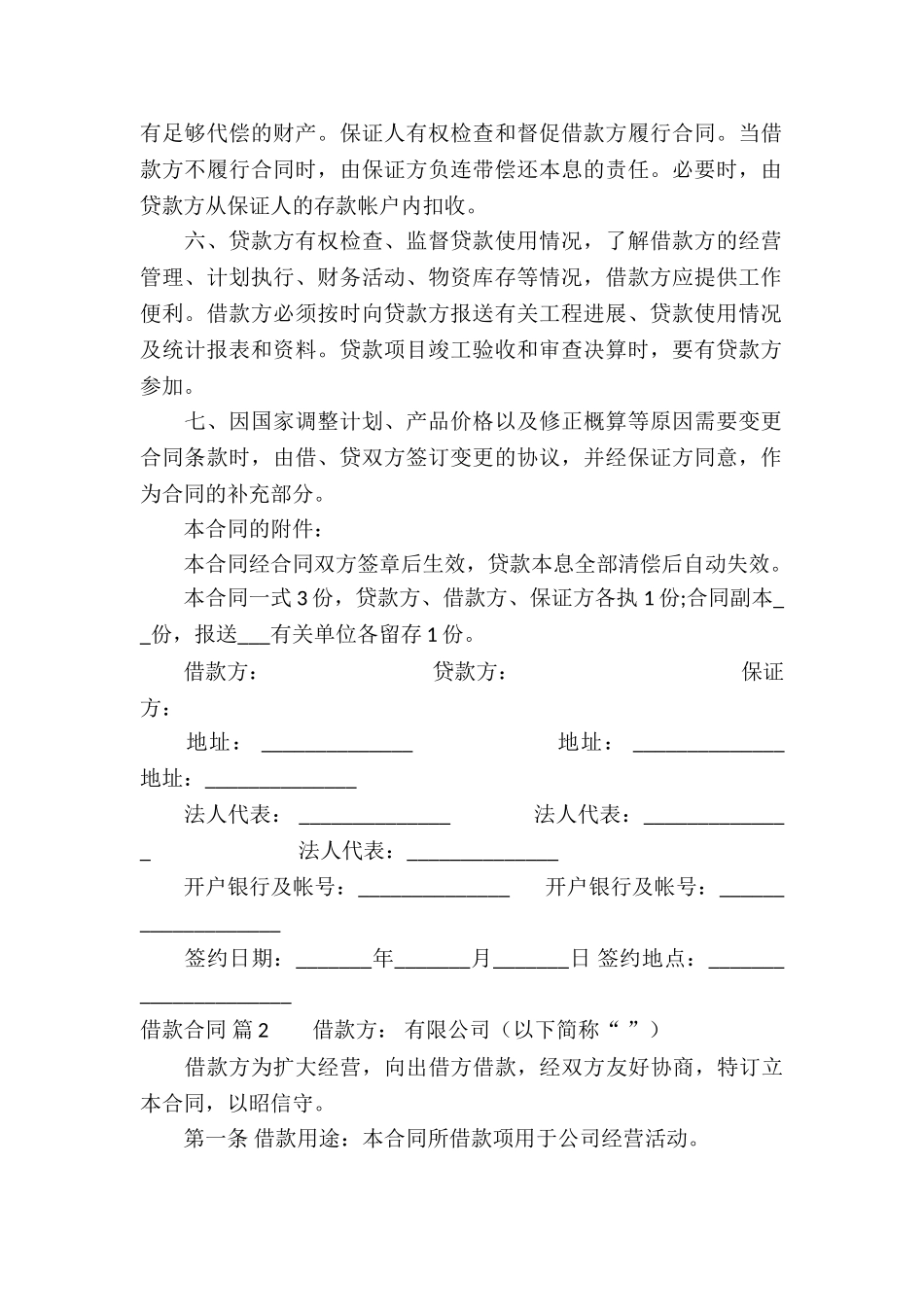 借款合同模板汇总十篇_第2页