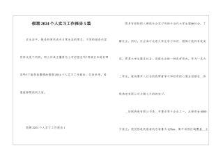 假期2024个人实习工作报告5篇