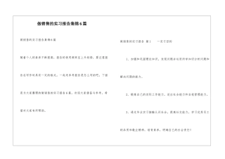 做销售的实习报告集锦6篇