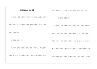 做销售的成长心得