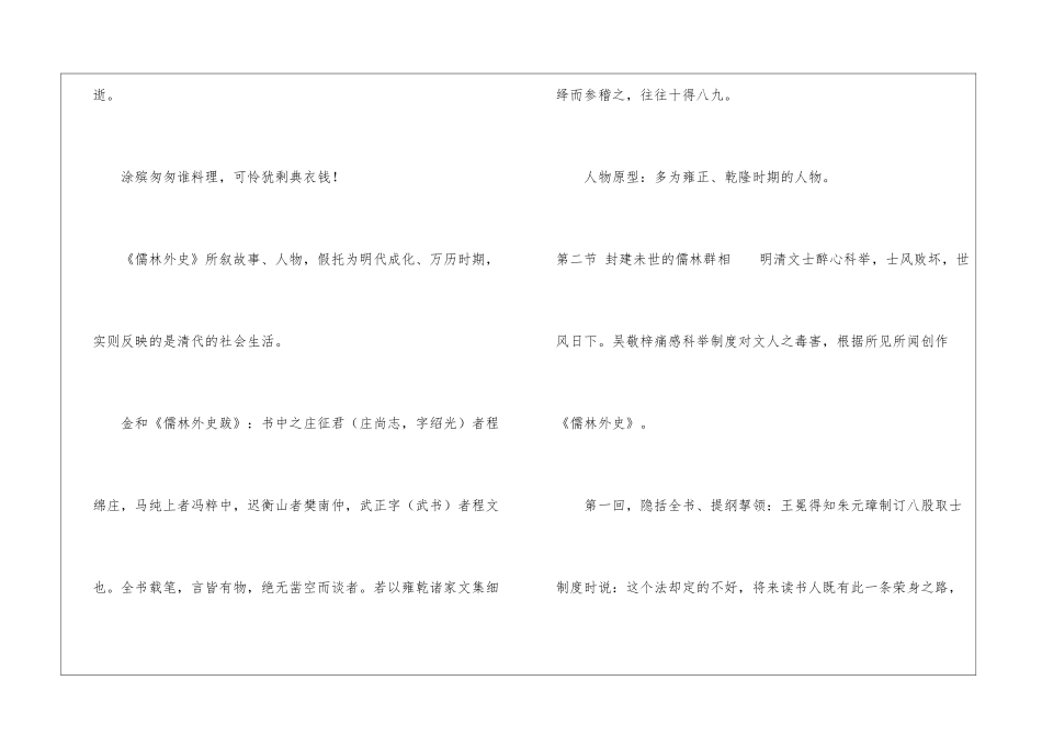 儒林外史重要知识点汇编-儒林外史知识点整理-语文文学常识_第2页