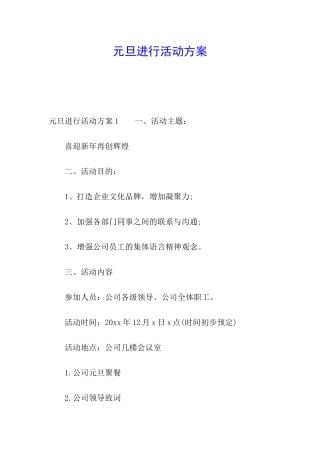 元旦举行活动方案