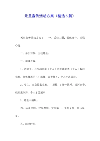 元旦宣传活动方案