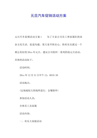 元旦汽车促销活动方案
