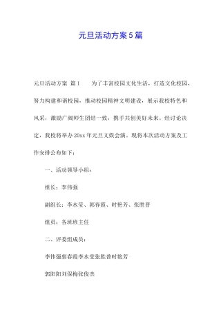 元旦活动方案5篇