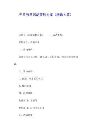 元旦节日活动策划方案