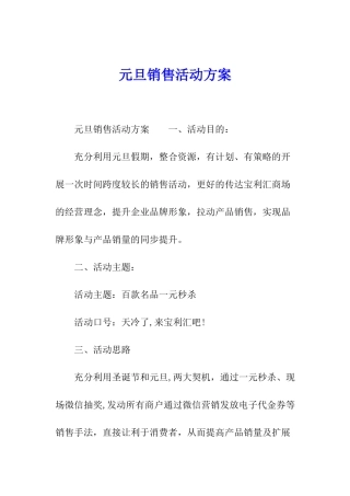 元旦销售活动方案