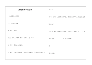 光现象知识点总结