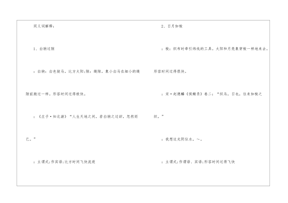 光阴似箭的同义词-小学语文基础知识总结-小学语文基础知识大全_第2页